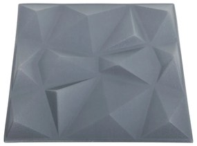 vidaXL Πάνελ Τοίχου 3D 24 τεμ. Γκρι Διαμαντιού 50 x 50 εκ. 6 μ²