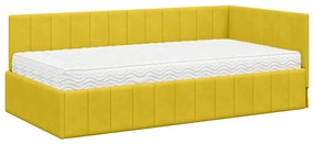 vidaXL Κρεβάτι Γωνίας με στρώμα Κίτρινο 90 x 200 cm Βελούδο