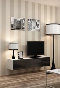 TV Stand VIGO 140 white/black DIOMMI CAMA-VIGO-RTV-140-BIAŁY/CZARNY POŁYSK