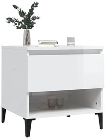vidaXL Βοηθητικά Τραπέζια 2 τεμ. Γυαλ.Λευκό 50x46x50 εκ. Επεξ. Ξύλο