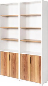 Βιβλιοθήκη Λευκό / Καρυδί DOBRUU 120x30x2