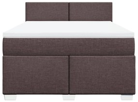 vidaXL Κρεβάτι Boxspring με Στρώμα Σκούρο Καφέ 140x200 εκ Υφασμάτινο