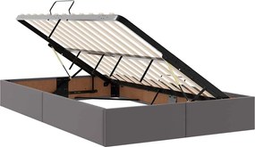 vidaXL Κρεβάτι με αποθηκευτικό χώρο και στρώμα 2 pcs Γκρι Δέρμα