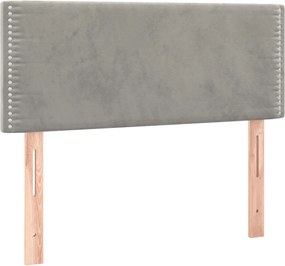 vidaXL Κρεβάτι Boxspring με Στρώμα &amp; LED Αν.Γκρι 80x200 εκ. Βελούδινο