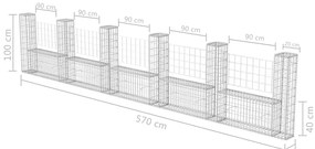 vidaXL Συρματοκιβώτιο σε Σχήμα «U» 570x20x100 εκ Γαλβανισμένος Χάλυβας