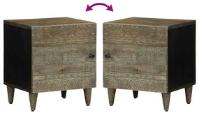 vidaXL κομοδίνο ντουλάπι ανοιχτό γκρι 40x33x46 cm μασίφ ξύλο Mango