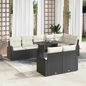 vidaXL Σετ Καναπέ Κήπου με αποθήκευση 9 pcs Μαύρο Πολυ ράταν