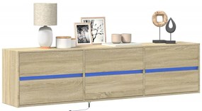 vidaXL Έπιπλο Τοίχου Τηλεόρασης με LED Sonoma Δρυς 180x31x45 εκ.