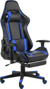 vidaXL Καρέκλα Gaming Περιστρεφόμενη με Υποπόδιο Μπλε PVC