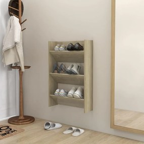 vidaXL Παπουτσοθήκη Τοίχου Sonoma Δρυς 60x18x90 εκ. Μοριοσανίδα