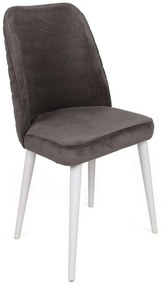 Καρέκλα Tutku (Σετ 4Τμχ) 974NMB1612 50x49x90cm Anthracite-White Βελούδο, Μέταλλο