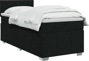 vidaXL Κρεβάτι box spring με στρώμα Μαύρο 90 x 190 cm Ύφασμα