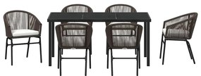 vidaXL Σέτ φαγητού για κήπο 7 pcs Καφέ Χάλυβας με επίστρωση πούδρας
