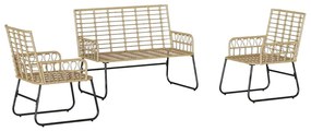 vidaXL Σέτ φαγητού για κήπο 3 pcs Μαύρο, Ανθρακί Πολυ rattan, ατσάλι