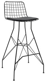 Bar stool Sakai PVC black-metal black 45x52x98 εκ.