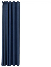 vidaXL Κουρτίνα Συσκότισης με Όψη Λινού & Γάντζους Μπλε 290x245 εκ.