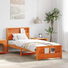 vidaXL Σκελετός Κρεβατιού Καφέ κεριού 90 x 190 cm Μασίφ ξύλο πεύκου