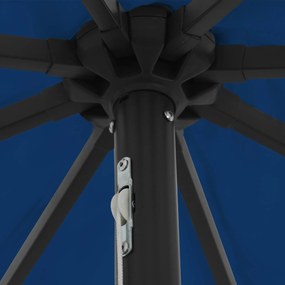 vidaXL Ομπρέλα Κήπου με LED Φώτα ø395x245 εκ Μπλε Αζουρέ