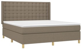 vidaXL Κρεβάτι Boxspring με Στρώμα &amp; LED Taupe 180x200 εκ. Υφασμάτινο