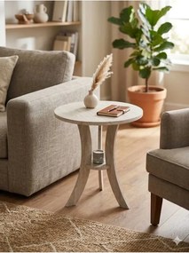 Stewehome Στρογγυλό μοντέρνο βοηθητικό τραπεζάκι με MDF πόδι 60x50x50 cm