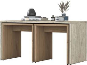 Σετ Τραπεζιών Σαλονιού Τραβερτίνη ABRON 90x40x44.8
