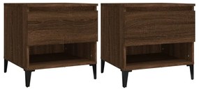 vidaXL Βοηθητικά Τραπέζια 2 τεμ. Καφέ Δρυς 50x46x50 εκ.Επεξ. Ξύλο