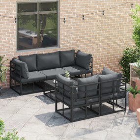 vidaXL Σετ Καναπέ Κήπου 6 pcs Μαύρο 70 x 70 x 32 εκ Αλουμίνιο