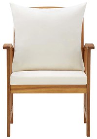 Καρέκλες Κήπου 2 τεμ. από Μασίφ Ξύλο Ακακίας με Μαξιλάρια - Λευκό
