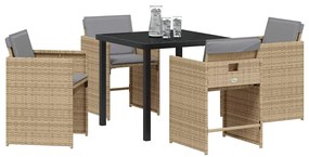 vidaXL Σέτ φαγητού για κήπο 5 pcs Μπεζ συνθετικό ρατάν