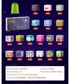 VEVOR Magnetic Blocks 100 PCS Cemetery Zombies Set STEM Montessori Sensory Toys