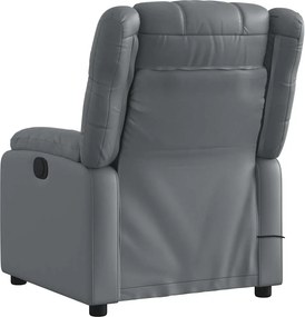 vidaXL Πολυθρόνα Μασάζ Ανακλινόμενη Γκρι από Συνθετικό Δέρμα