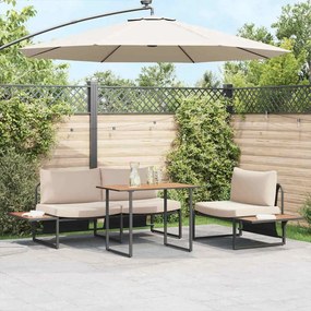 vidaXL Σέτ φαγητού για κήπο 3 pcs Taupe Ατσάλι