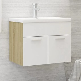 vidaXL Ντουλάπι Νιπτήρα Λευκό/Sonoma Δρυς 60x38,5x46 εκ. Μοριοσανίδα