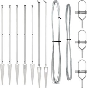 vidaXL Στύλος Περιφράξεων 7 pcs Ασημί Ατσάλι