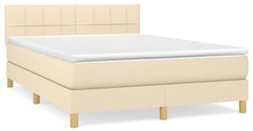 Κρεβάτι Boxspring με Στρώμα Κρεμ 140x190 εκ. Υφασμάτινο - Κρεμ