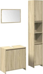 vidaXL Σετ Επίπλων Μπάνιου 3 Τεμαχίων Sonoma Δρυς Επεξεργασμένο Ξύλο