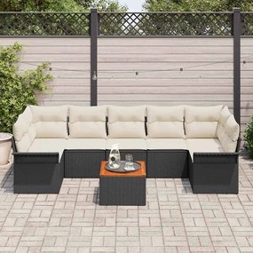 vidaXL Σετ Καναπέ Κήπου με μαξιλάρι 8 pcs Μαύρο, Κρέμα 55 x 55 x 37 εκ