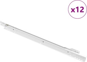 vidaXL Οδηγός Συρταριού 12 τμχ. Λευκό 450 χλστ Ατσάλι