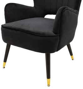 Πολυθρόνα - μπερζέρα Lark βελούδο μαύρο 65x74x90εκ 65x74x90 εκ.