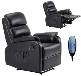 COMFORT Massage Πολυθρόνα Relax, Σαλονιού - Καθιστικού, PU Μαύρο 74x90x98cm Ε9733,2