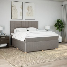 Κρεβάτι Boxspring με Στρώμα Taupe 180x200 εκ. Υφασμάτινο - Μπεζ-Γκρι