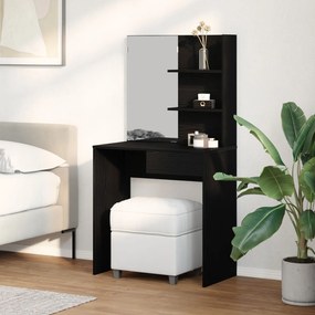 vidaXL Μαύρο Τραπέζι Μακιγιάζ με Καθρέπτη - 74.5 x 40 x 141 εκ