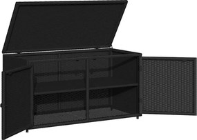 vidaXL Ντουλάπι Αποθήκευσης Κήπου Μαύρο 110x55,5x60,5 εκ. Συνθ. Ρατάν