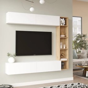 Σύνθεση σαλονιού Compo επιτοίχιο φυσικό - λευκό 169,10x25,8x143,5 εκ. 169.1x25.8x143.5 εκ.