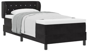 vidaXL κρεβάτι Box Spring  με στρώμα μαύρο 100x200 εκ. βελούδο