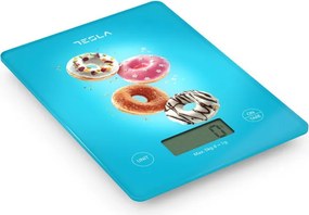 Ψηφιακή ζυγαριά κουζίνας Tesla KS100BL, 5kg, Λειτουργία TARE, LED οθόνη, Μπλε