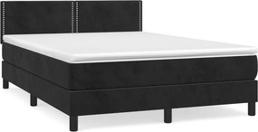 vidaXL Κρεβάτι Boxspring με Στρώμα Μαύρο 140x200 εκ. Βελούδινο