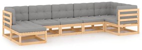 vidaXL Σαλόνι Κήπου Σετ 7 Τεμαχίων από Μασίφ Ξύλο Πεύκου με Μαξιλάρια