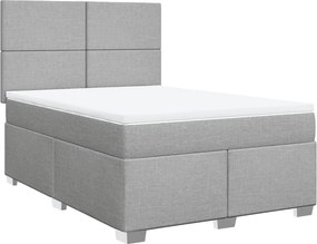 vidaXL Κρεβάτι Boxspring με Στρώμα Ανοιχτό Γκρι 140x200 εκ. Υφασμάτινο