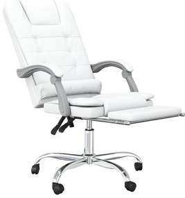 vidaXL Πολυθρόνα Γραφείου Μασάζ Ανακλινόμενη Λευκό από Συνθετικό Δέρμα